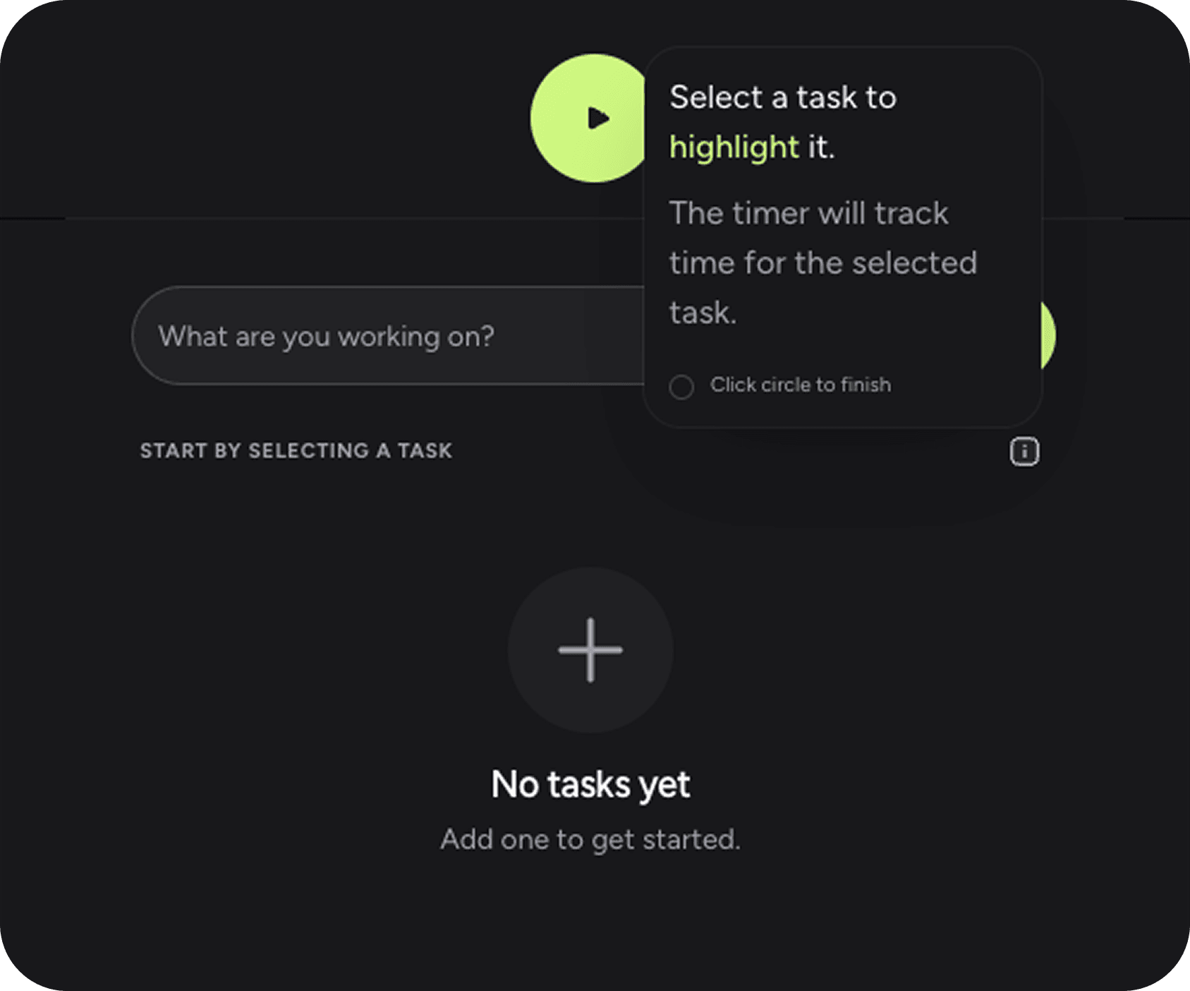 Task select screen